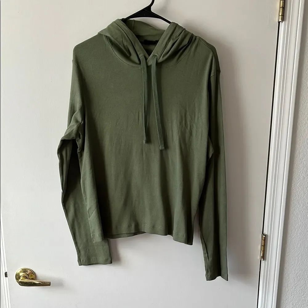 ATM Anthony Thomas Melillo Olive Green Ribbed Hoodie